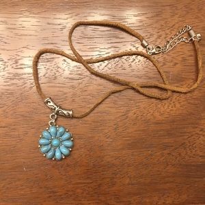 Western-style necklace with turquoise flower
